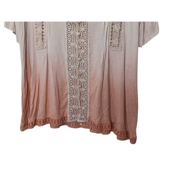 New with tags POL Lace Trim Boho Top Tunic Pink Ombre Oversized Bohemian SZ S - Picture 4 of 10
